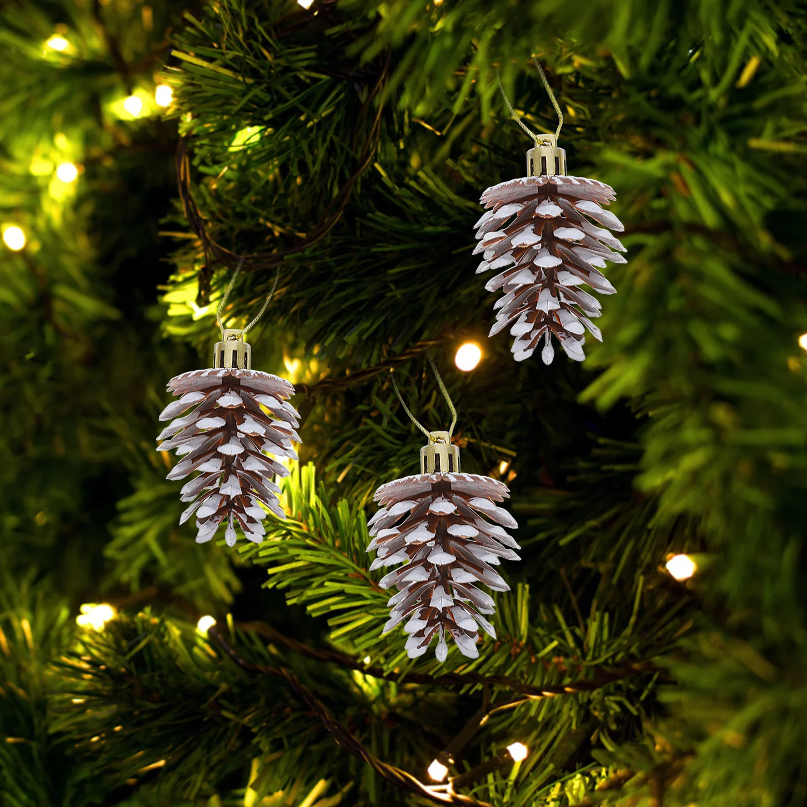 

6Pcs Realistic Pine Cone Ornament for Christmas Tree Natural Look Festive Hanging Decor Xmas Tree Pendant Holiday Home Decor