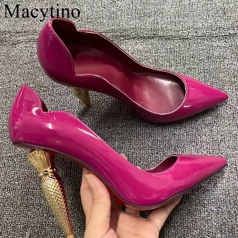 Special-shaped Diamond High-heeled Shoes Women Luxurious Pointed Toe Wedding Dress Pumps Black Rose Red Shoes