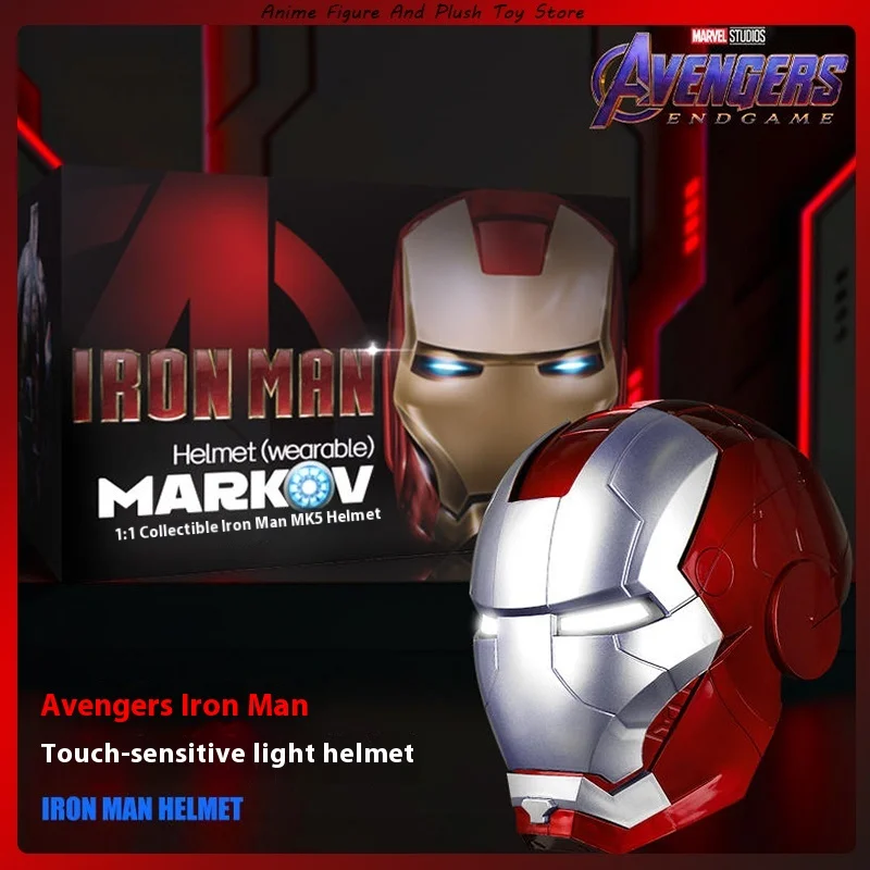 

Iron Man Helmet Mk5 Electric Voice Control Helmet 1/1 Cosplay Led Eyes Metal Mask Model Toy For Children Adults Christmas Gift