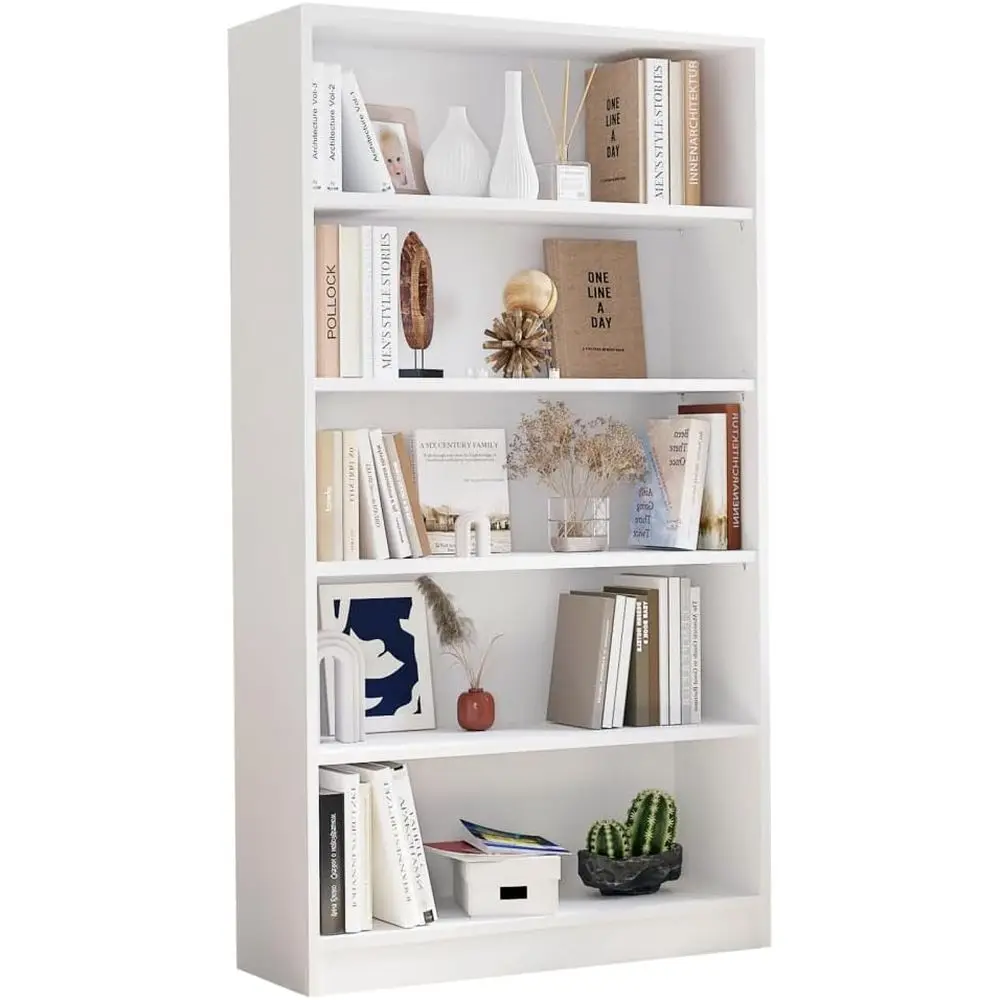 

5-Tier Bookshelf with 3 Removable Shelves, 60 Tall White Display Shelves for Living Room and Bedroom