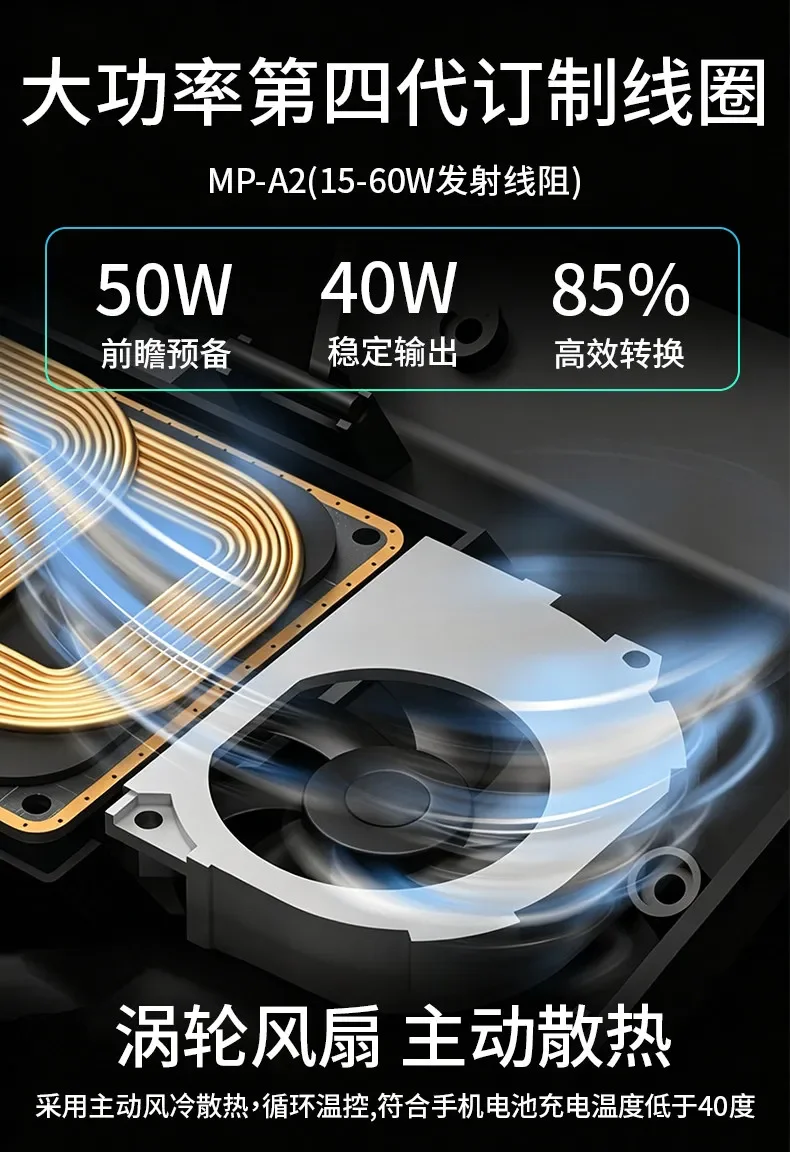 50W Wireless Charger For Toyota Sienna Granvia‌ 2021-2026 Car Center Console Intelligent Fast Charging Pad Mobile Phone Holder detail image 5