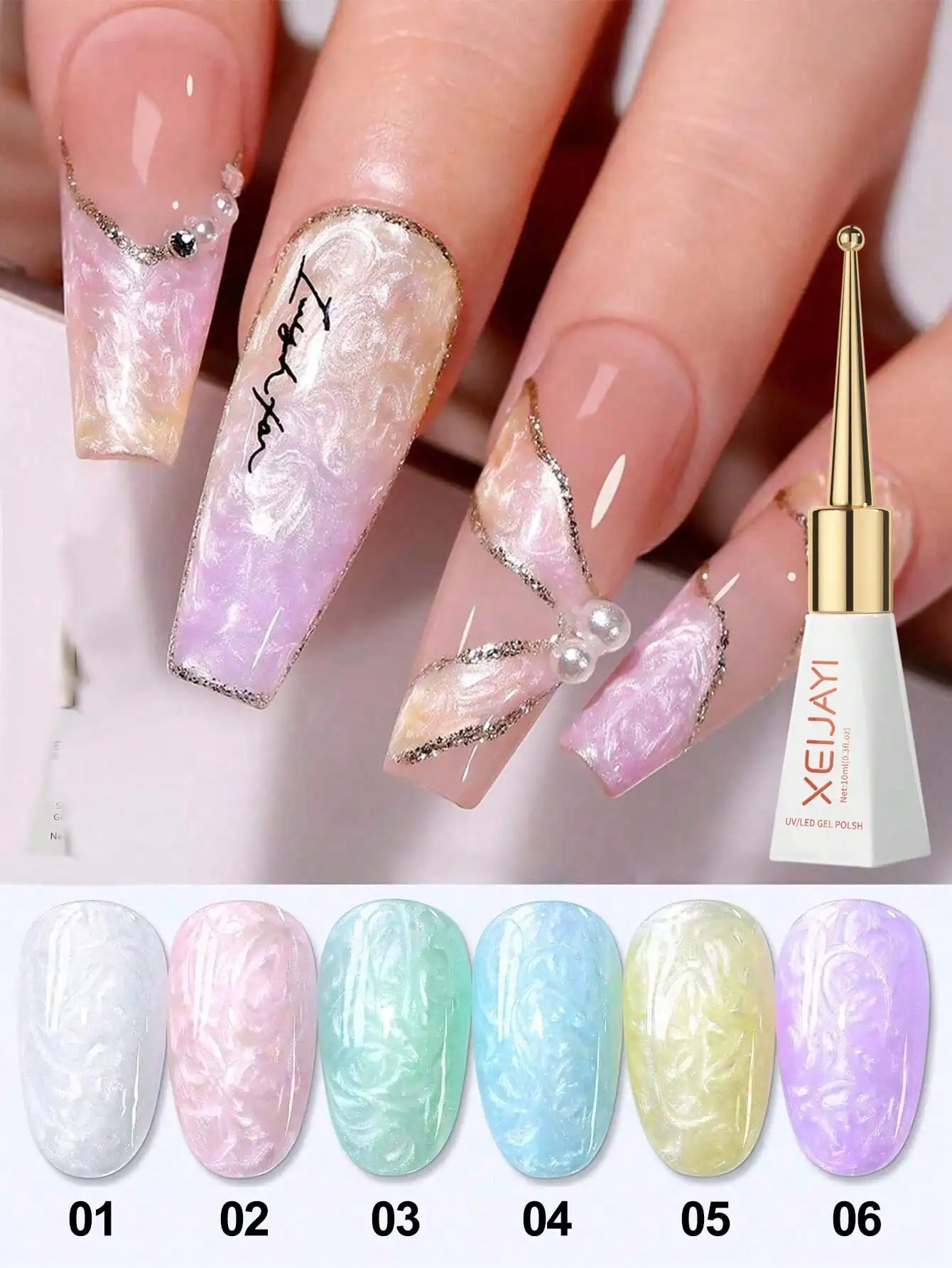 

6pcs Shell Pearlescent Gel Nail Polish, Semi-Permanent & Soak Off, Led Art Tools For Home & Manicure Salon Use