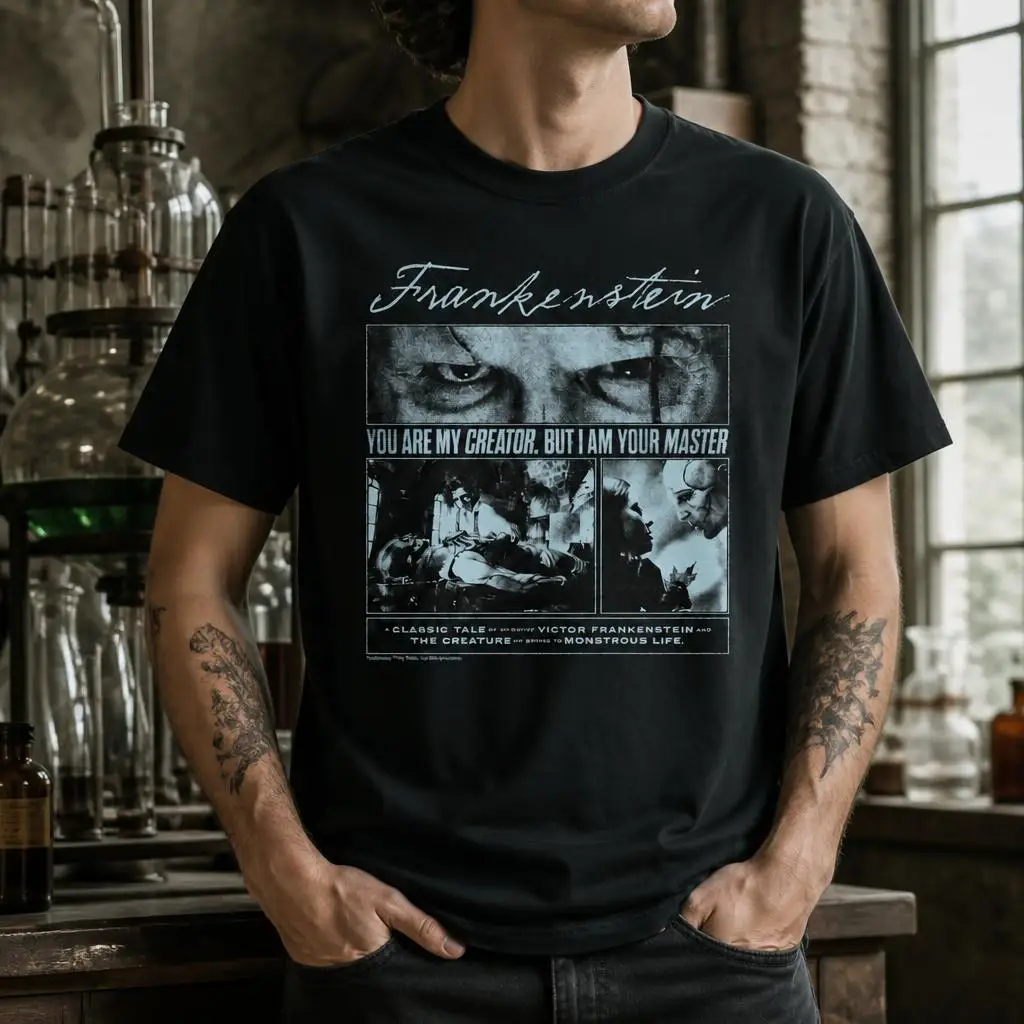 Romantic Horror Frankenstein Monster T Shirts Casual Tees Short Sleeve Round Collar T-Shirt Pure Cotton Tops