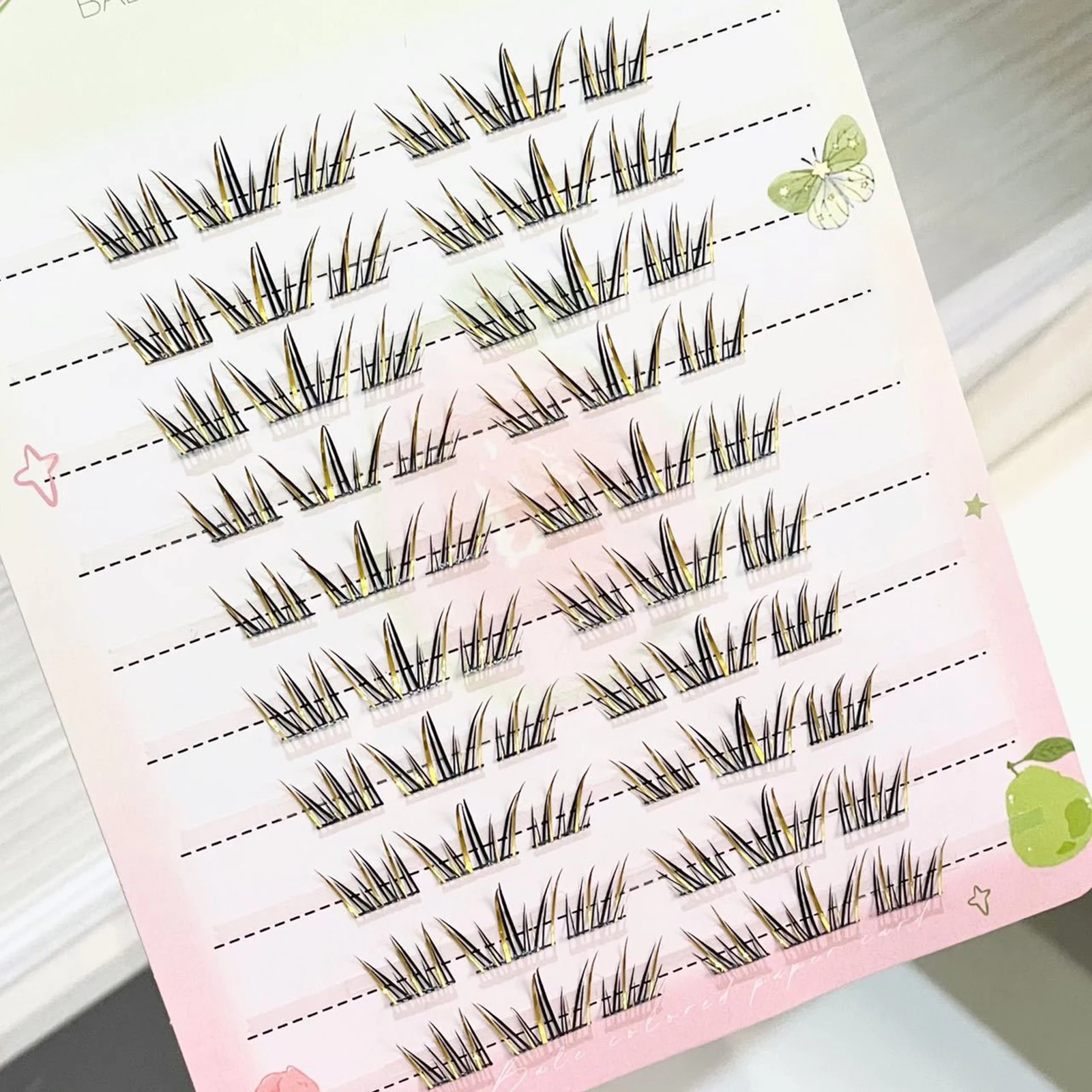 Pestañas postizas amarillas degradadas coloridas, volumen Natural, extensión de pestañas navideñas rizadas, puesta en escena, maquillaje de fotografía