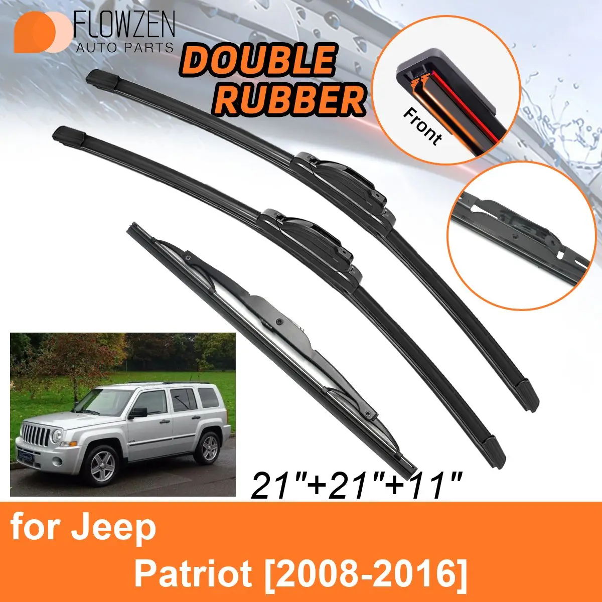 

Двойные резиновые автомобильные дворники для Jeep Patriot 2008-2016, задние щетки, аксессуары 2008, 2009, 2010, 2011, 2012, 2013, 2014, 2015, 2016