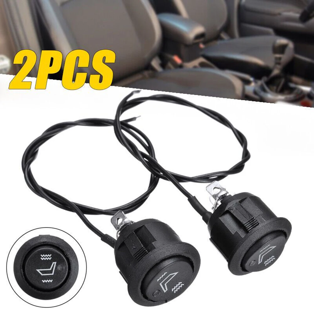 2Pcs Car Seats Heater Switch 3Pin Round Heated Rocker Hi/Low Off Control 12V Universal Interior Replacement Parts Black 20A