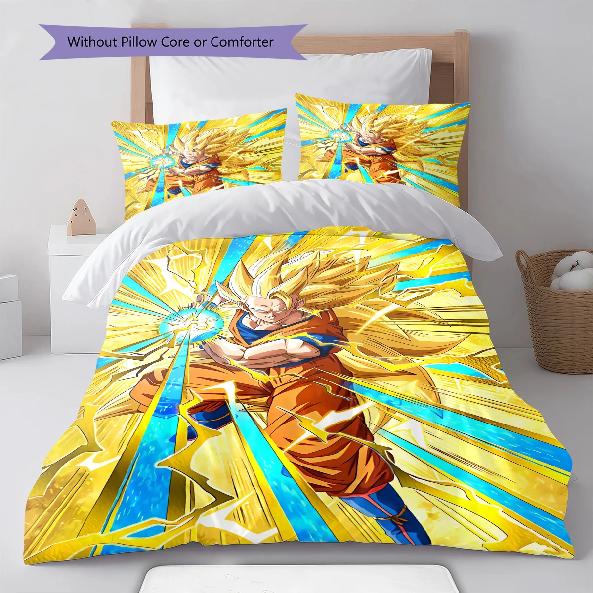 Dragon Ball Flying Super Saiyan Pose Bedding Set Anime Duvet Cover Polyester Soft Comforter Bedroom Set -QJY