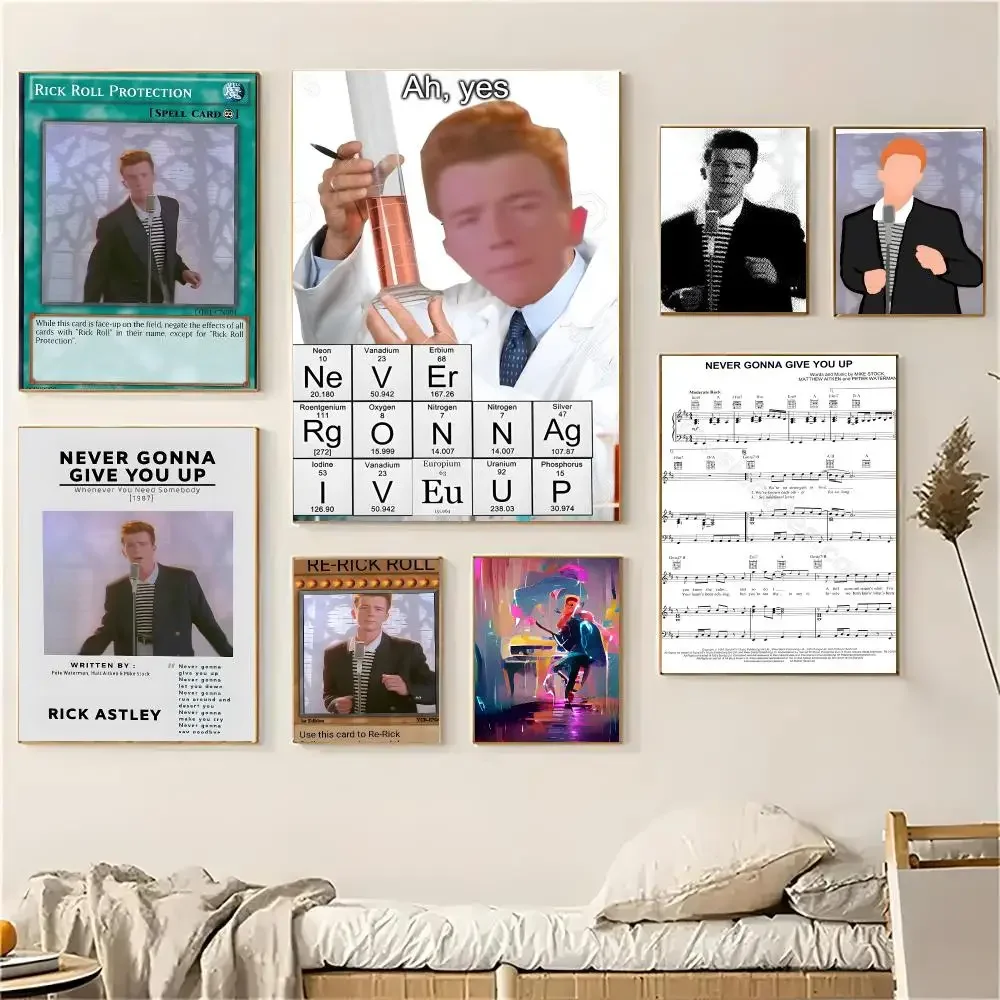 Song R-Rickroll Of The King of Spoof Poster Self-adhesive Decal Living Room Bedroom Party Decor Moisture-proof Fade-resistant