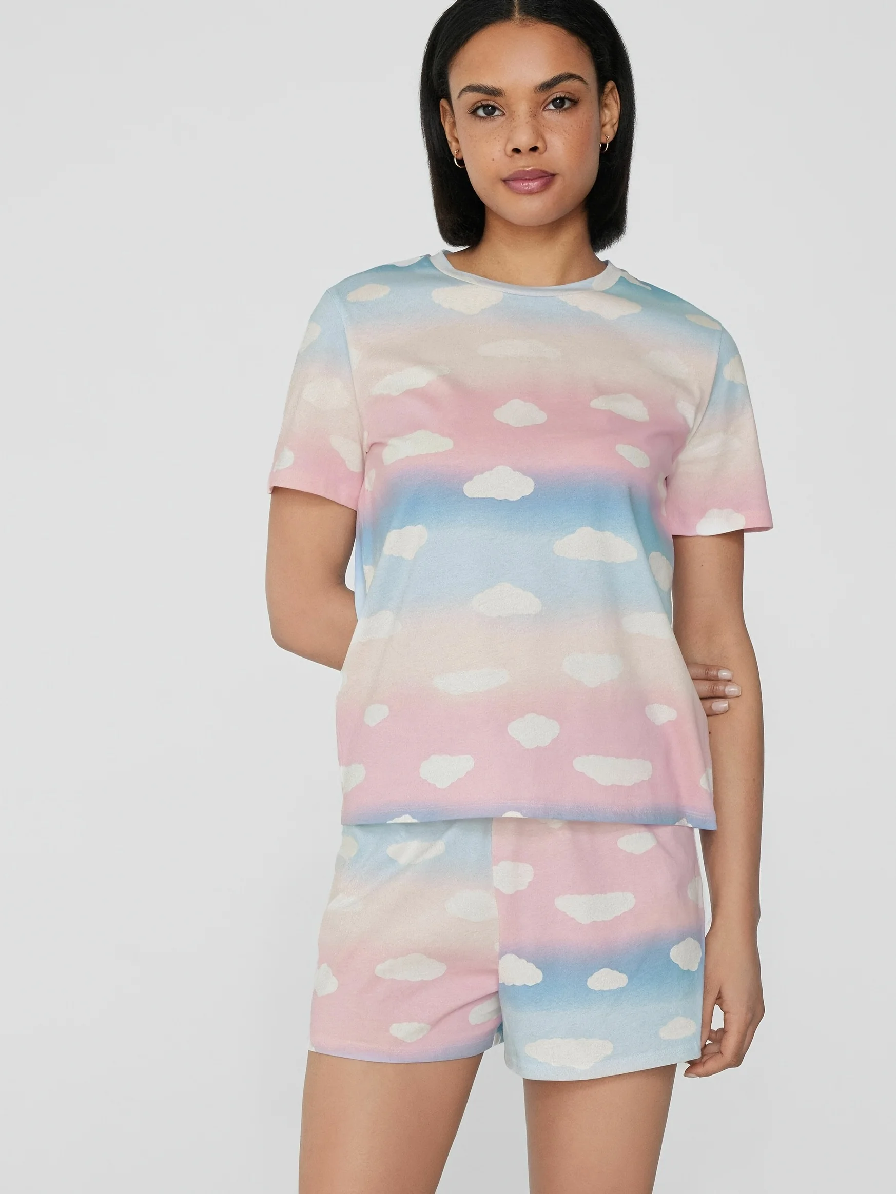 

Women's Four-Season Spring and Summer Pajamas, Casual Loose Colorful Printed Short-Sleeved Shorts Women's Pajama Set