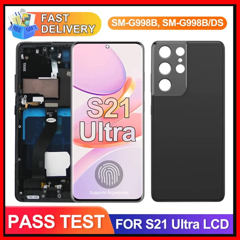 

AMOLED для Samsung S21 Ultra 5G G998 G998U Дисплей с сенсорным экраном и дигитайзером для Samsung S21Ultra G998B с рамкой