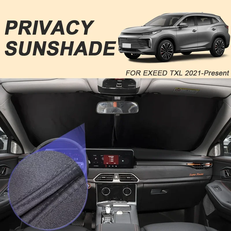 For EXEED TXL 2021-Present Car Black Window Privacy Sunshade Auto Anti-UV Heat Insulation Protect Cover Interior Accessory