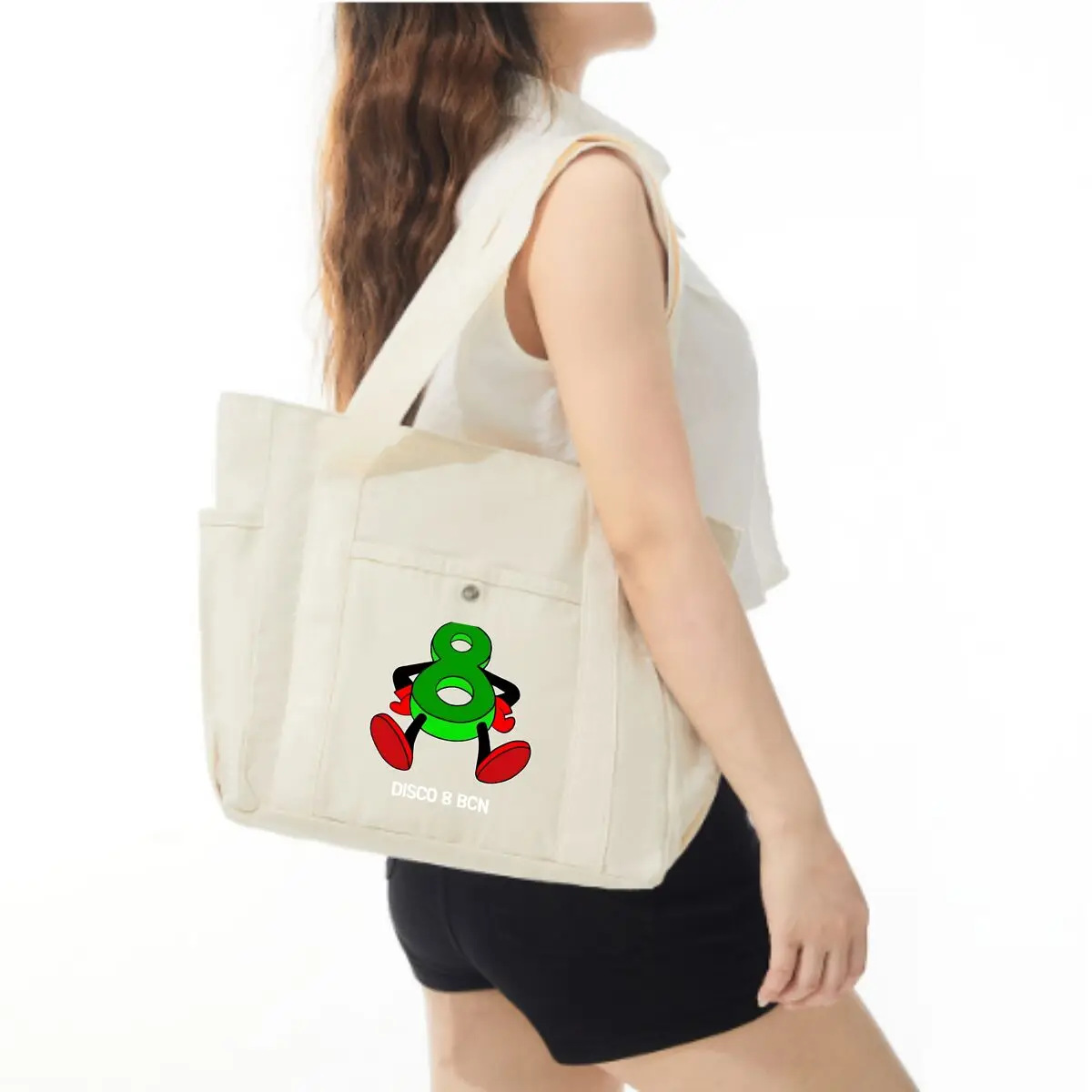 Cartoon Number 8 Character Multi-Pocket Shoulder Bag – Handles Daily Errands Easily