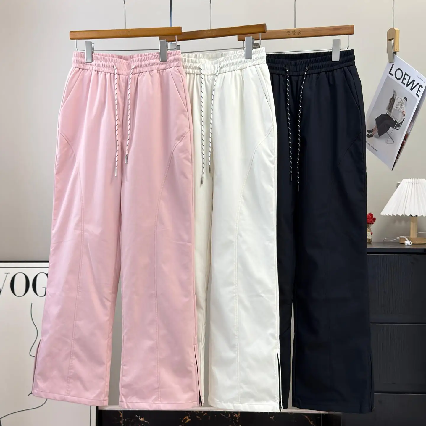 Thickened Outdoor Casual down Pants Elastic Waist Drawstring Waterproof Cold Proof Warm Straight Leg Cotton Pants for Teens