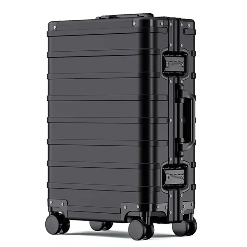 New Aluminum Alloy Suitcase Mute Wheel Sturdy Trolley Case Password Lock Carry on Luggage Double Closed Inner Design Suitcase