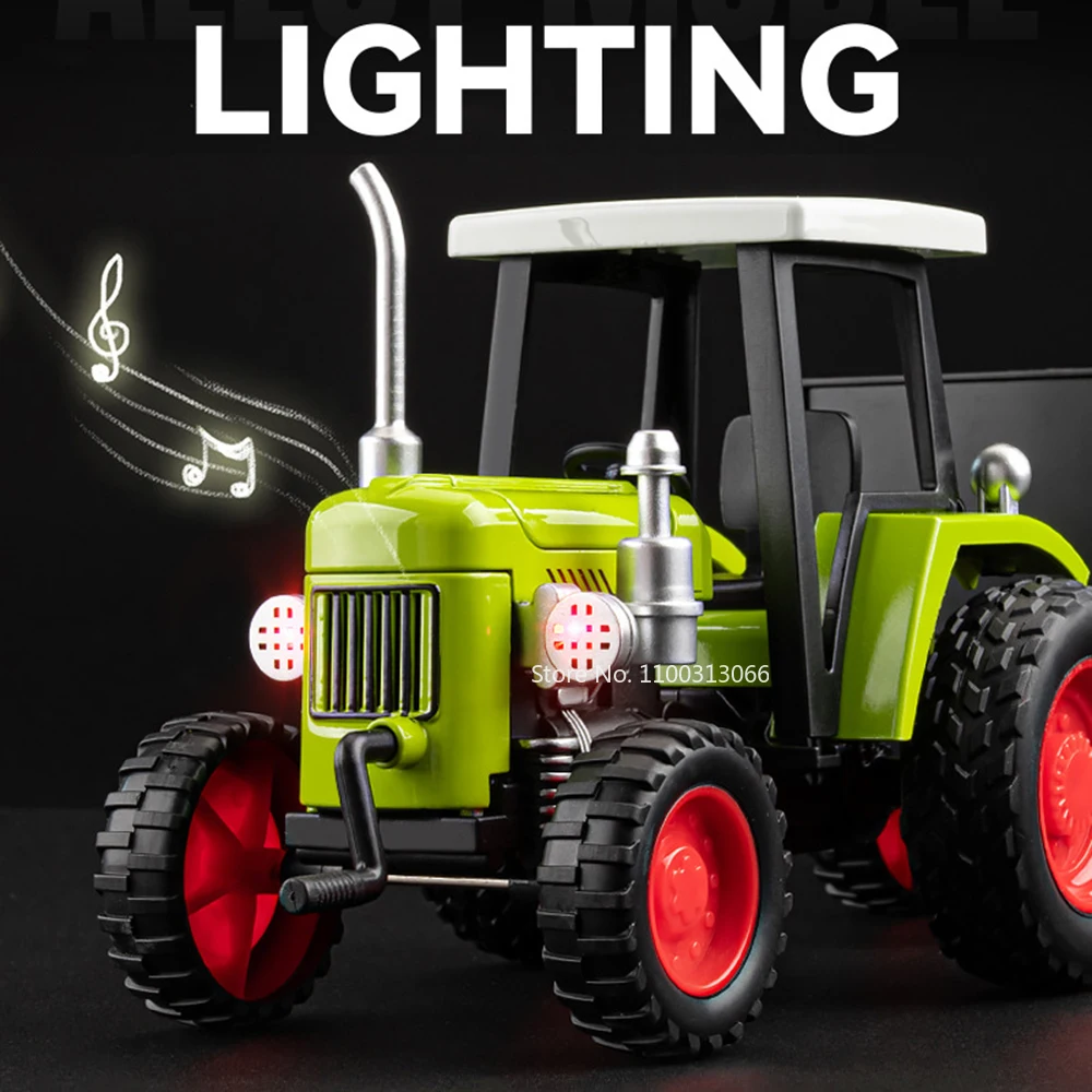 Modelos de Tractor agrícola 1:32, coches, juguetes de aleación, vehículos en miniatura con sonido ligero, tractores para caminar, regalos de Festival para niños