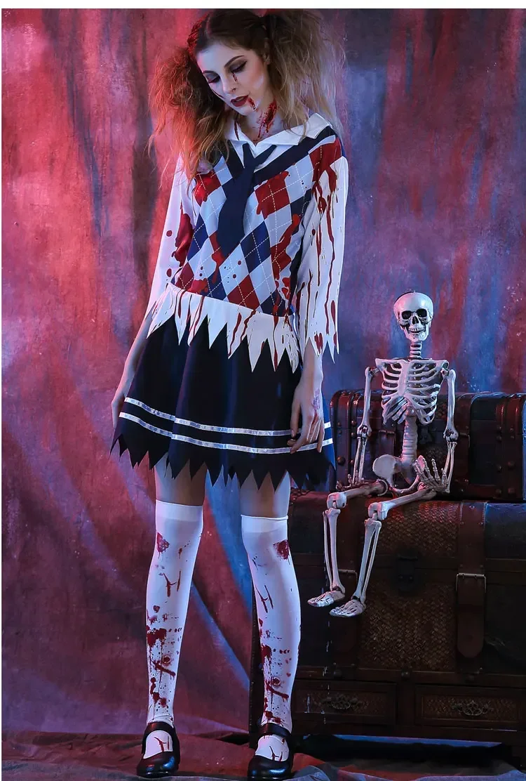 Halloween School Horror Zombie Cosplay Female Ghost Vampir Masquerade Death Costume