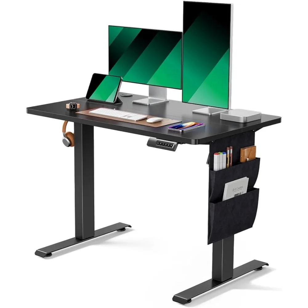 

40x24 Inch, Electric Standing Desk with Storage Bag, Stand up Desk Home Office Computer Desk Memory Preset with Headphone Hook