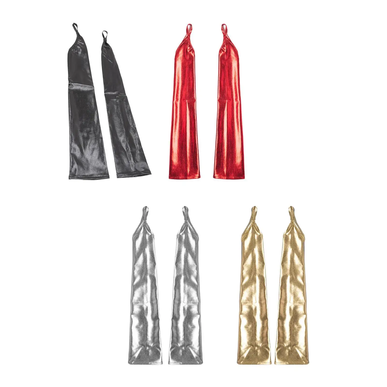 قفازات جلدية لامعة بدون أصابع، قفازات طويلة قابلة للتمدد للنساء للمساء وأوبرا عيد الميلاد وحفلات الهالوين #2