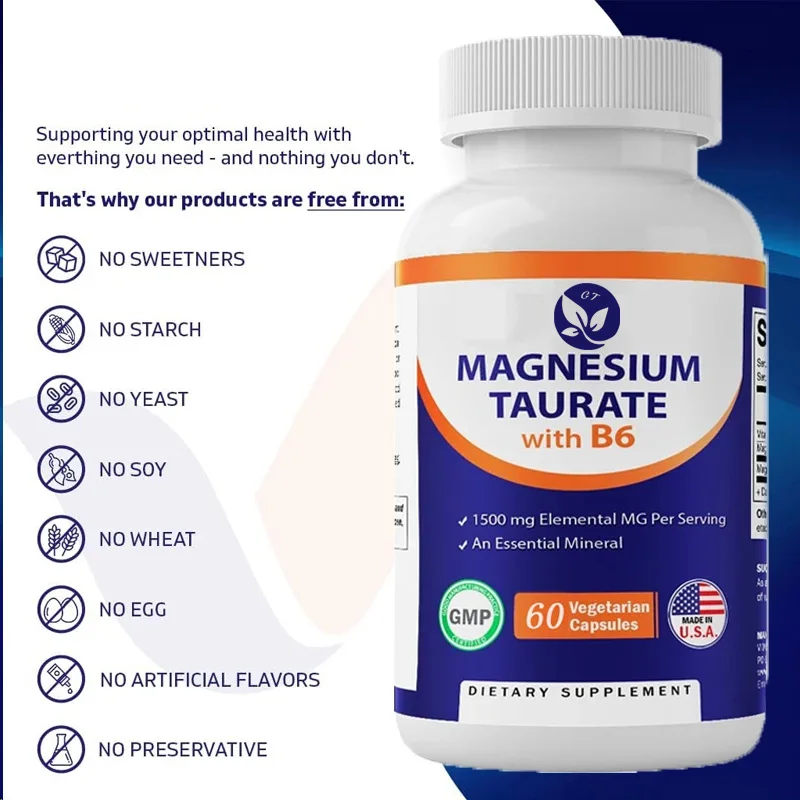 Vitamine terminée magnésium 1500mg par portion, 60 capsules végétariennes pour soutenir les muscles, les articulations et le cœur