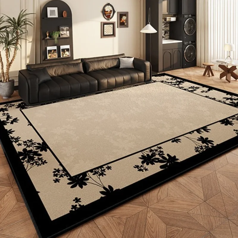 French Minimalist Living Room Carpet High-end Luxury Floral Print Bedroom Rug Fashionable Art Decor Coffee Table Floor Mat Tapis