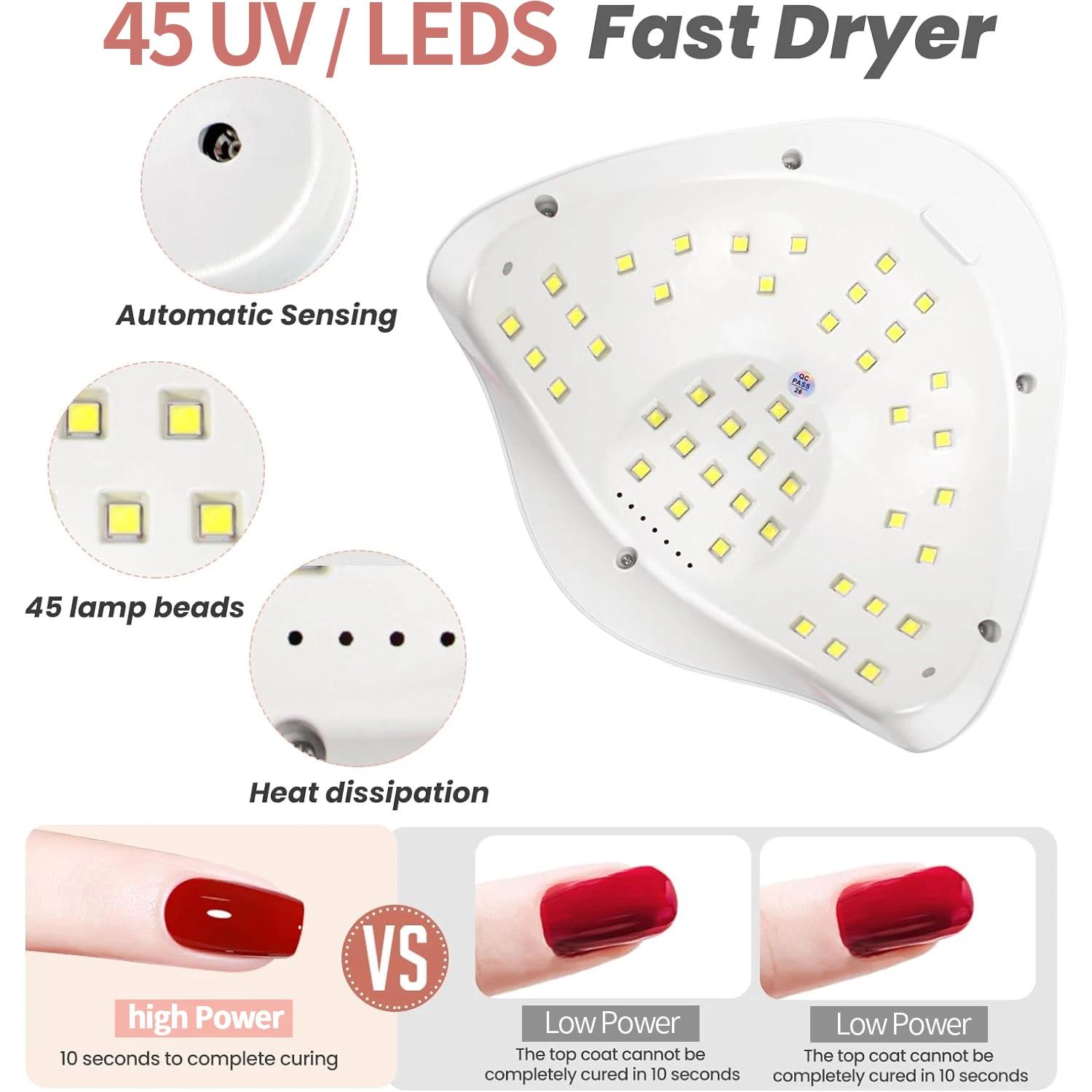 مصباح أظافر X5 MAX UV LED - مجفف أظافر احترافي لمصباح أظافر جل معالجة سريعة في المنزل