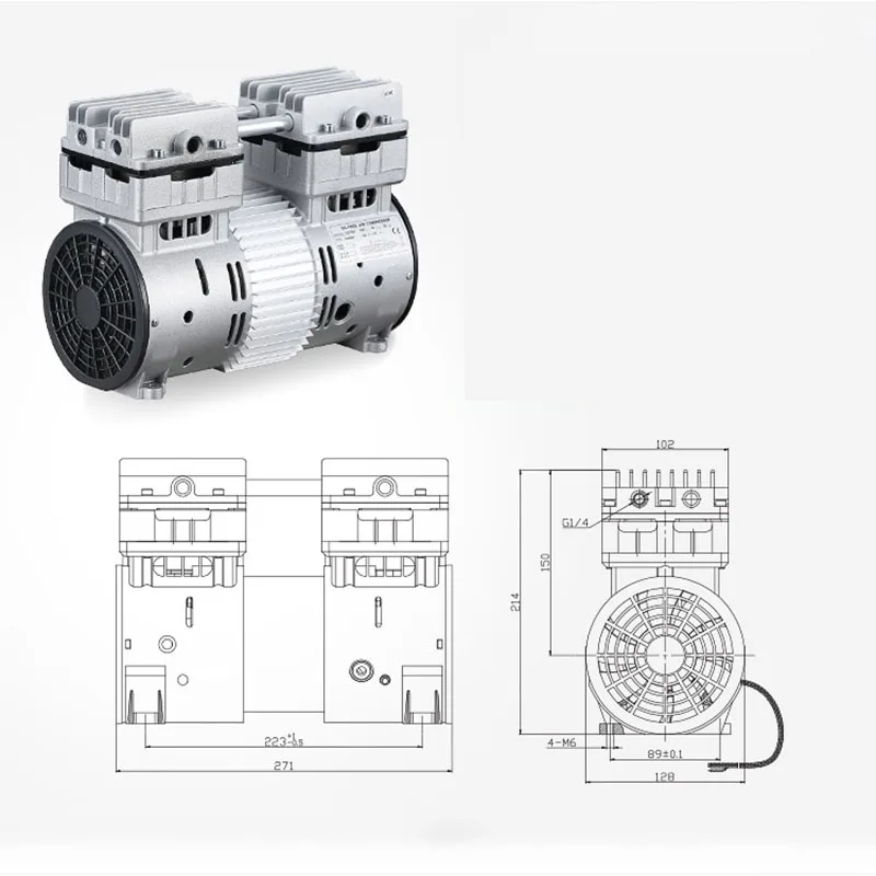 SY2000V Small Oil-Free Silent Vacuum Pump Pumping Laboratory Vacuum Pump Negative Pressure Air Pump Industrial Use