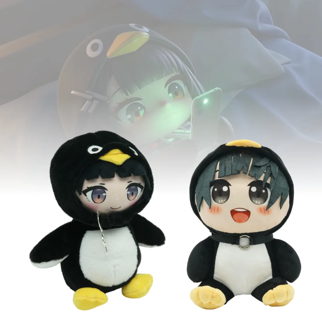 

22CM Mini Penguin Plush Keyring Featuring Anime Character Face Soft Stuffed Toy For Fans Collectible Gift Bag Accessory