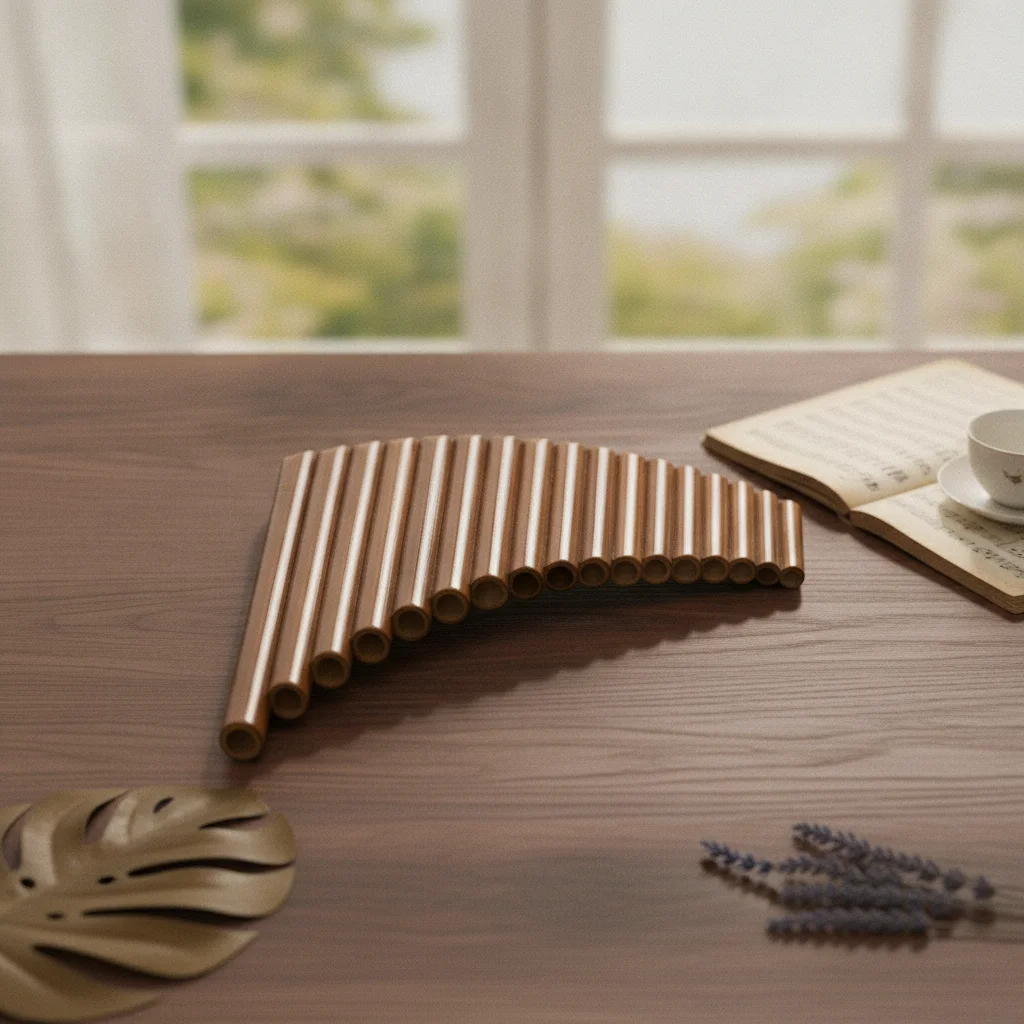 15-Pipe Pan Flute G Major Pan Flute with Cleaning Rod Panpipes Portable Woodwind Instrument Beginner-Friendly for Beginners