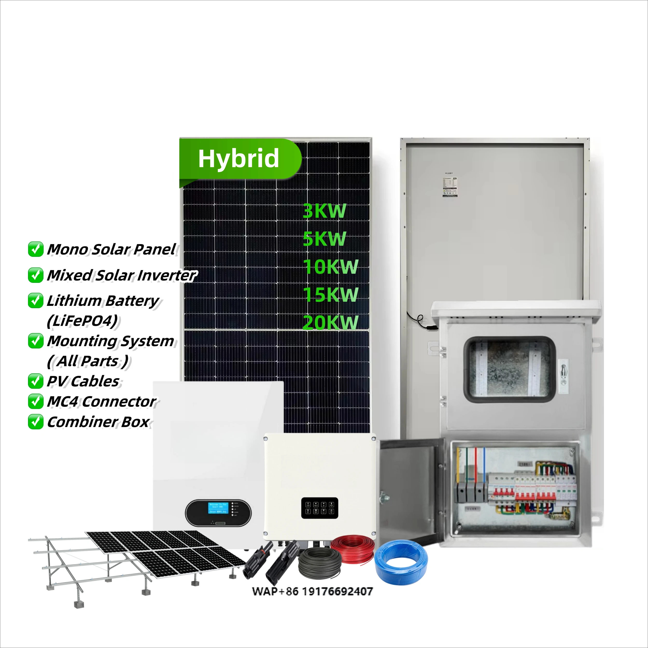 Hybrid Solar Storage Energy System 3KW 5KW 10KW 15KW 20KW Complete Set Reliable Customization Free Design