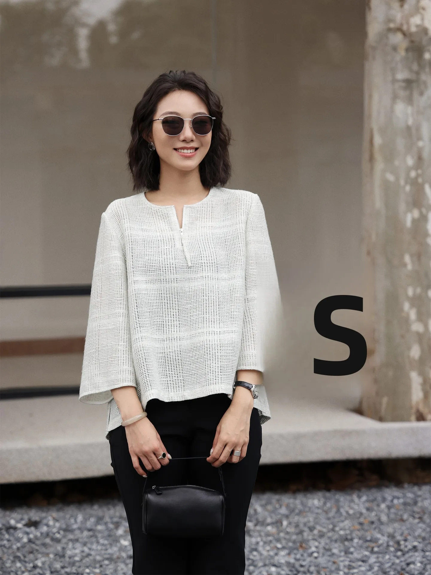 

Элегантная простая футболка с круглым вырезом и длинным рукавом, женская, свободного кроя, летняя, модная, с разрезом, дышащая, из полиэстера