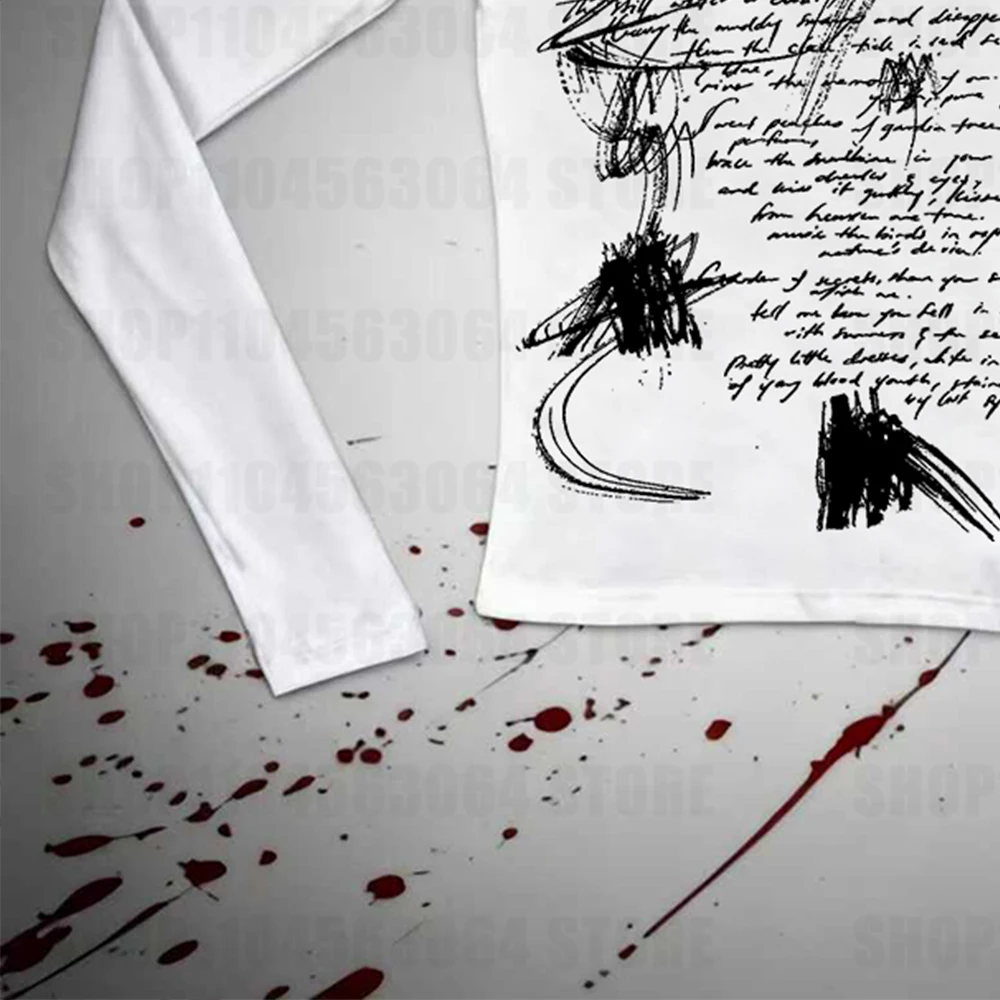 تي شيرت جديد برقبة دائرية وأكمام طويلة تي شيرت فتاة جميلة ومثيرة بقصة ضيقة ثقافة فرعية مثيرة Y2k مطبوعة #3