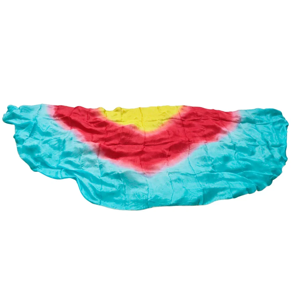 Design 100% Real Silk Belly Dance Veil Cheap Dance Veils Blue Gradient Semicercle Veil Wholesale 250*114cm Yellow+Turquoise