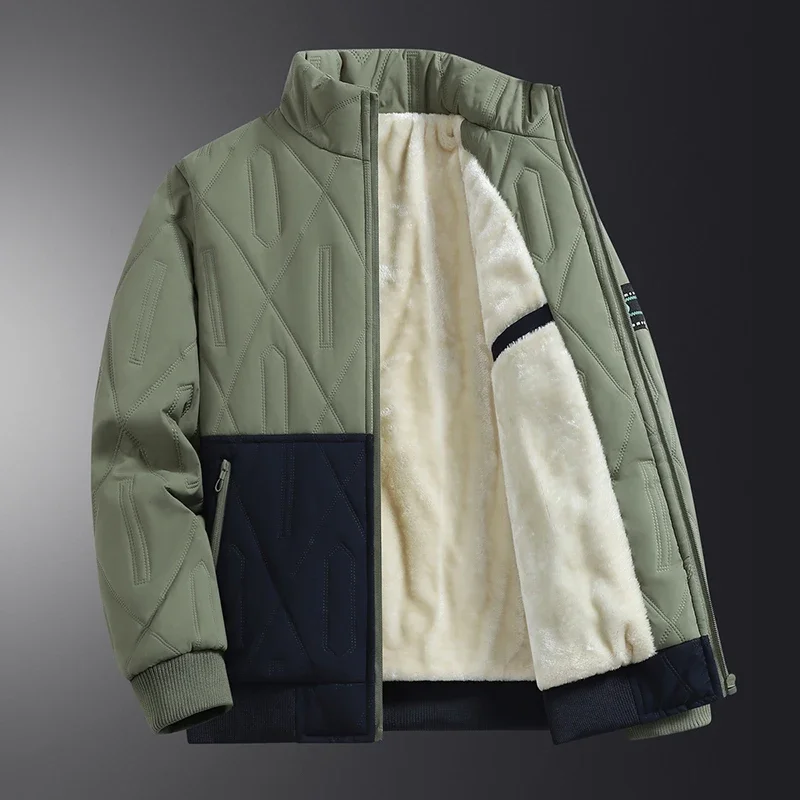 

Зимние мужские парки с воротником-стойкой на флисовой подкладке, деловая повседневная роскошная стеганая куртка-пуховик, мужские уличные дорожные лыжные куртки для хлеба