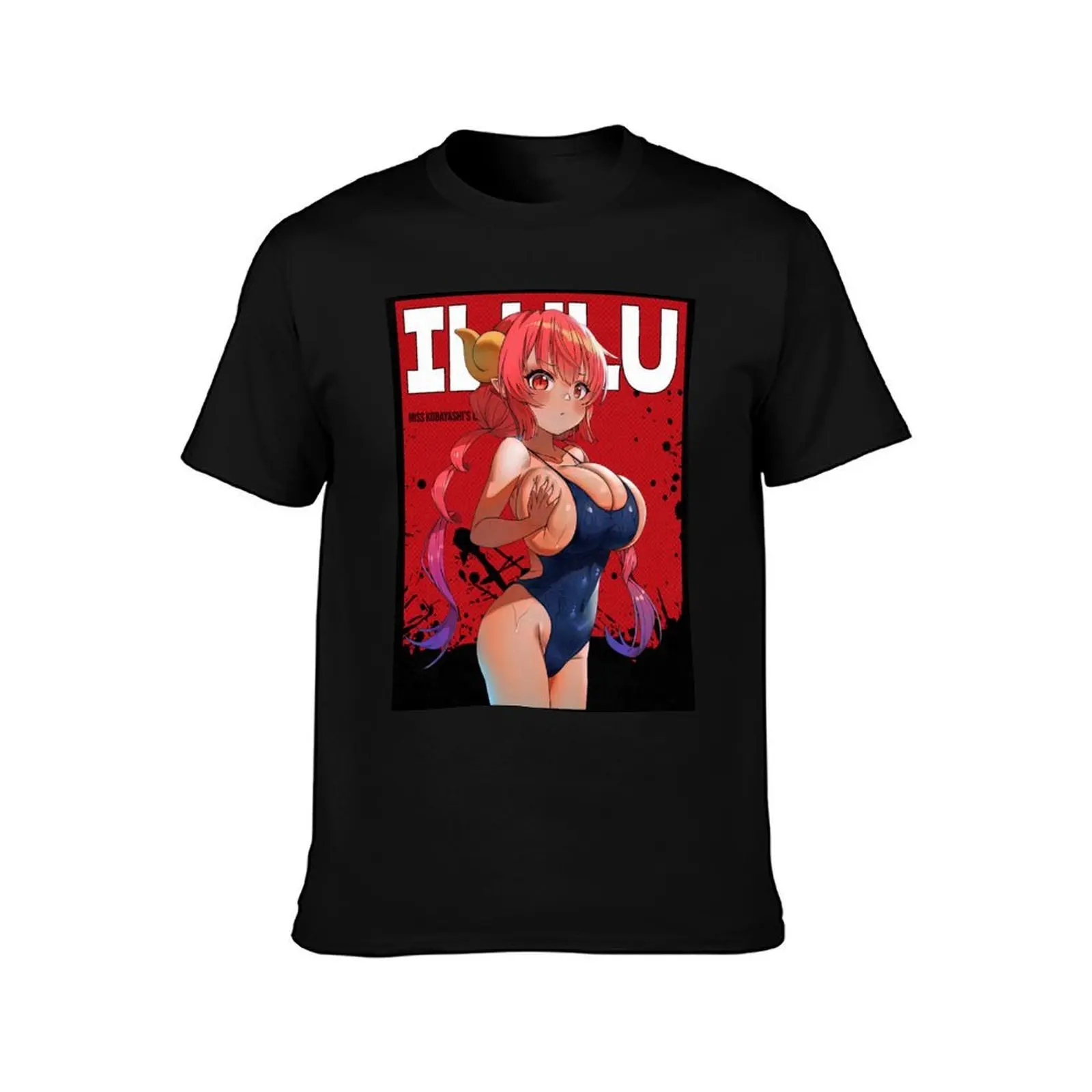 Ilulu Miss Kobayashis Dragon Maid Red Comic Design v2 T-Shirt, Summer Casual Cotton Tee, Oversized Streetwear Tops, 100% Cotton