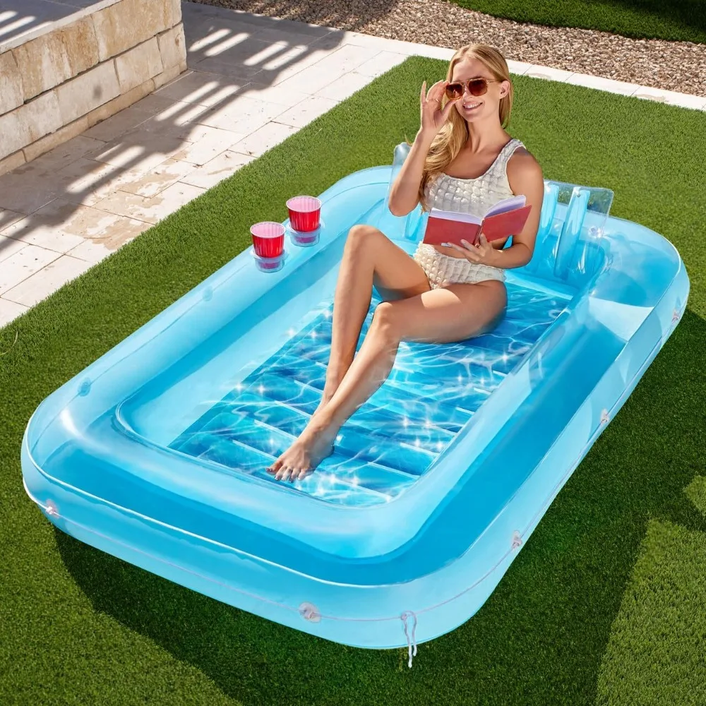 

Inflatable Tanning Pool Lounge,70" x 46" Suntan Tub Raft Floatie,Tanning with Pillow,Personal Lounger for Summer Water Party