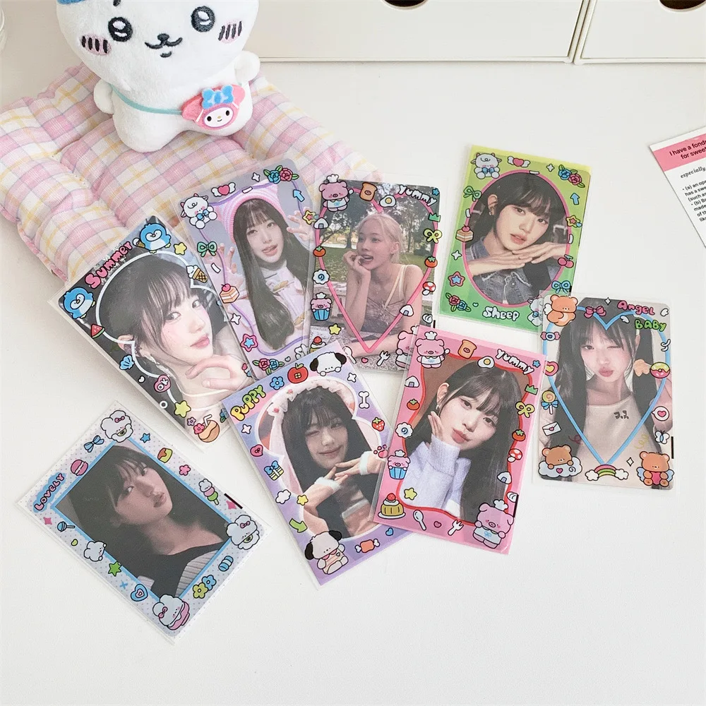 20PCS Pack Cartoon card film Kpop Photocards Film Protector Idol Photo Sleeves Holder Rabbit heart edge card sleeve Protector