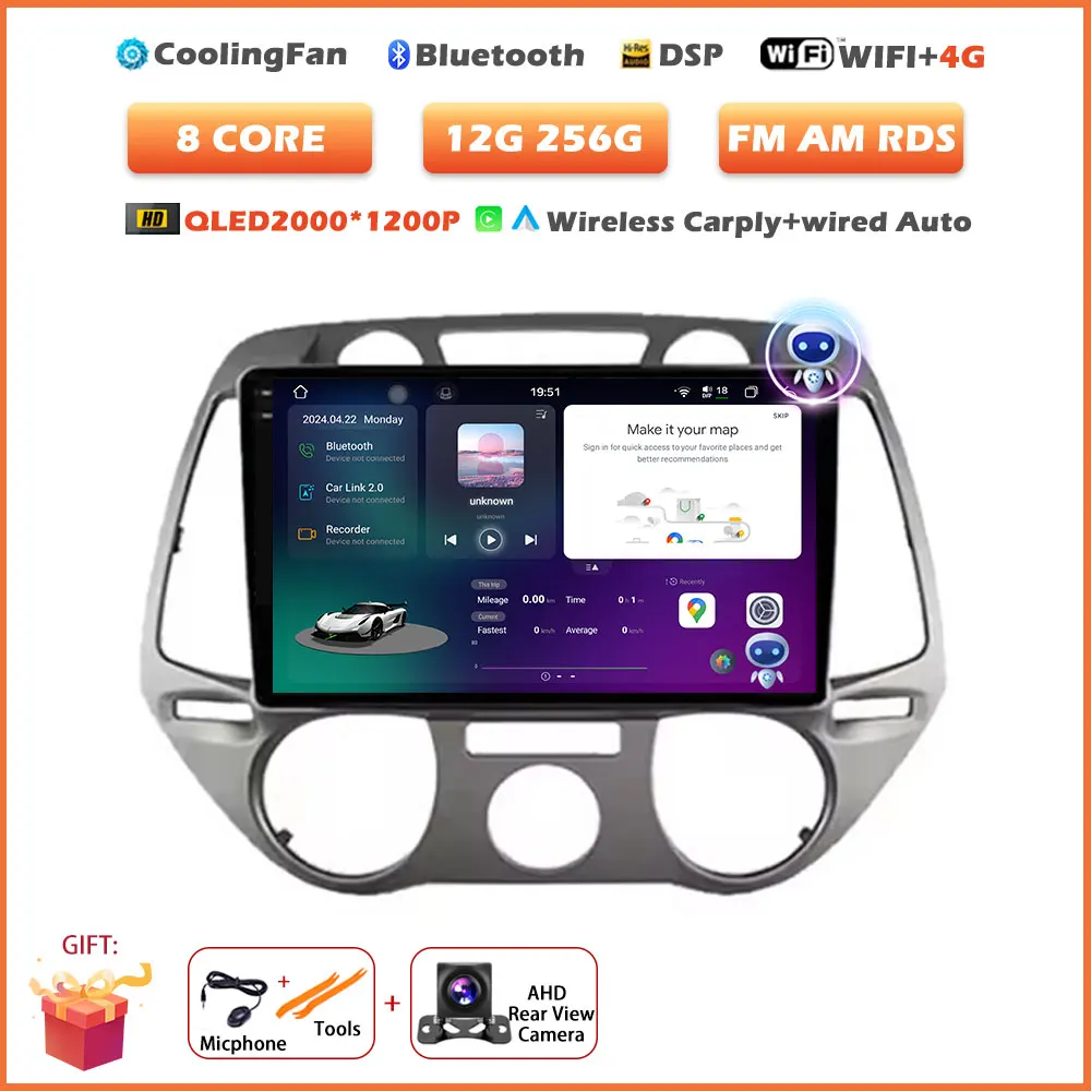 Android 16 Auto Wireless Carplay voor Hyundai i20 2008-2012 autoradio stereo multimediaspeler navigatie touchscreen tools