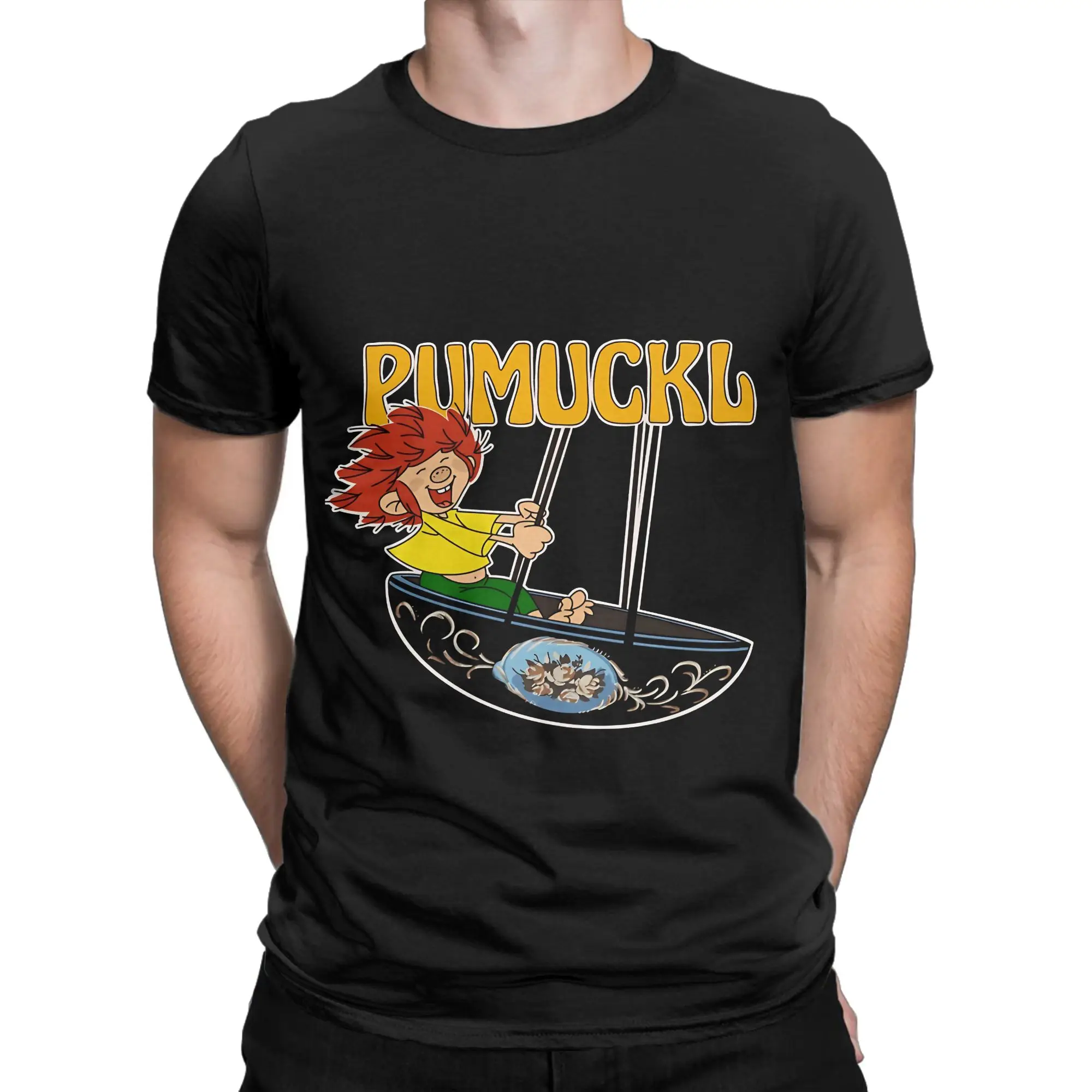 Pumuckl swing   Funny Graphic 100% Cotton T-Shirt Pumuckl Tees Tops For Men