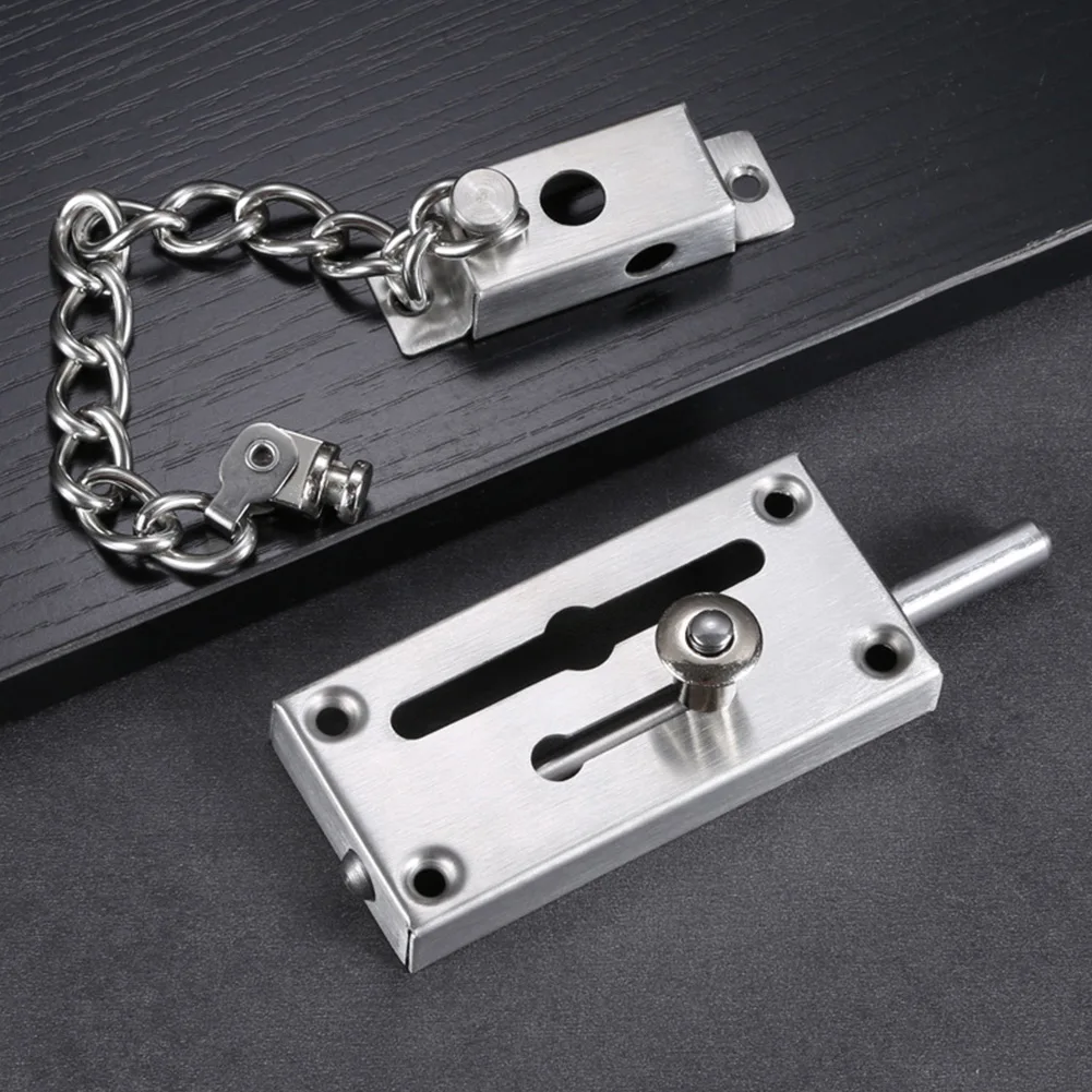 High Security Latch, Anti Thief Stainless Steel Door Chain Lock, Suitable for Residential, Apartment, Hotel Doors