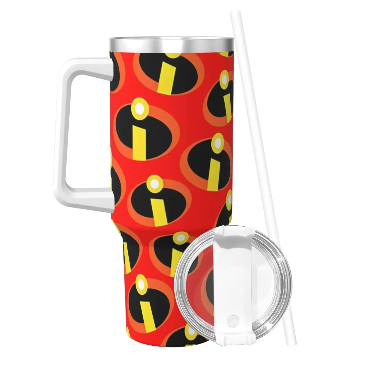 Stainless Steel Tumbler The Incredibles Car Mugs With Straws Driving Cold and Hot Water Bottle Leakproof Large Coffee Mug