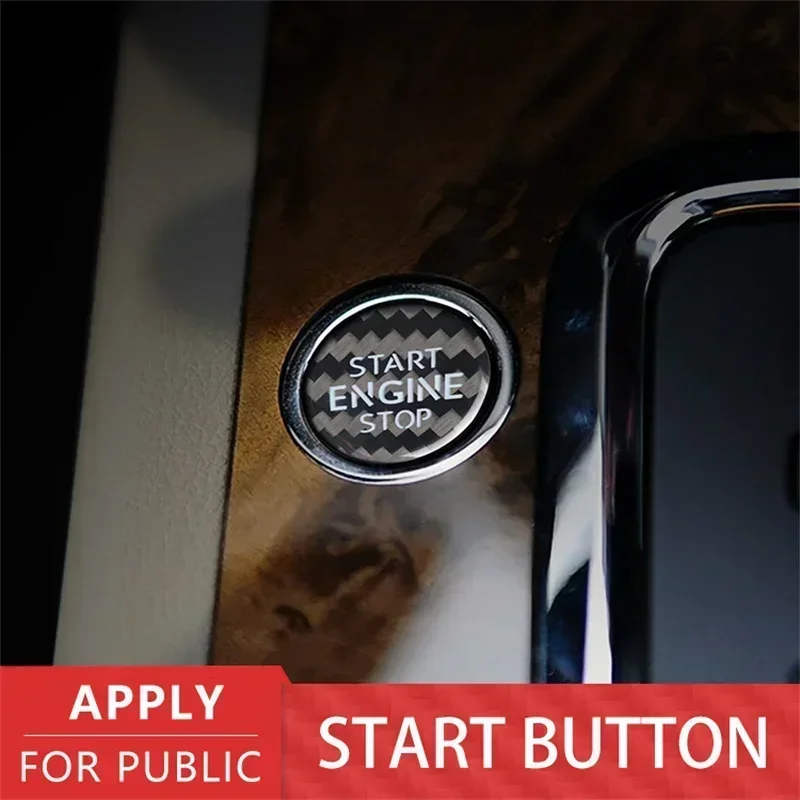 

For Volkswagen Touareg Real Dry Carbon Fiber Engine Start Stop Button Cover Sticker Interior Modification 2018-2020 Accessories