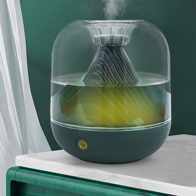 Air Humidifier Double Spray Nozzle Diffuser Portable Output Nebulizing Night Light For Home Green