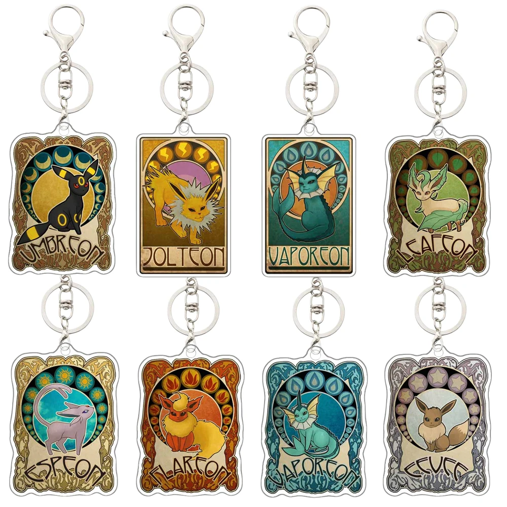 Pokemon Flareon Espeon Jolteon Eevee Glaceon Leafeon Vaporeon Umbreon Acrylic Keychain Pendant Accessories Decoration