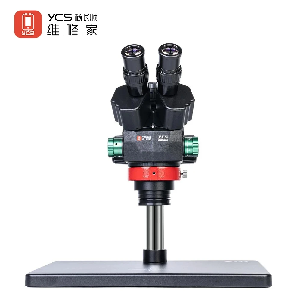 

YCS 6558XS Trinocular Microscope 0.65X-58X Zoom for Phones Welding Electronic Repair Microscope 4K Camera 144 LED Light Tools