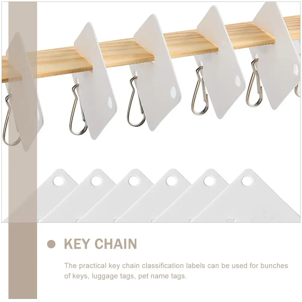 60Pcs Acrylic Key Tags with Rings Writable Identification Labels for Keys Hotel Landlord Agent Key Chains