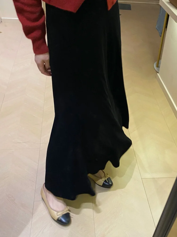 

Облегающая бархатная юбка с высокой талией, асимметричная, черная, в корейском стиле, средней длины, удобная для повседневной носки, А-силуэт