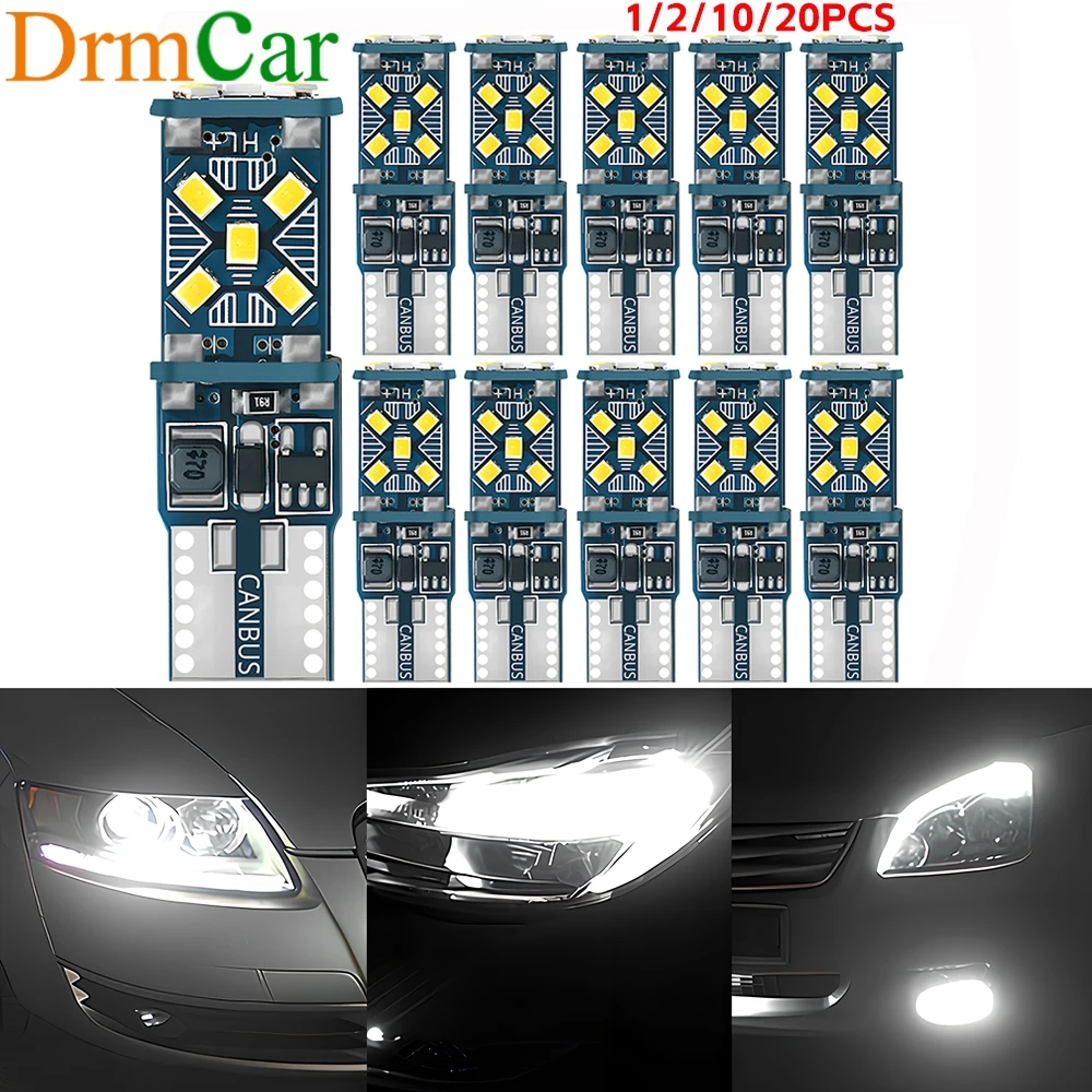 

1/2/10/20X T10 W5W Canbus Led Bulb Super Bright Car Turn Signal Parking Brake Light 2016 15SMD Auto Wedge Reverse Lamp White 12V