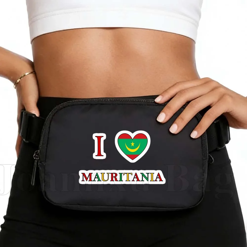

Mauritanla Country Heart Flag Fanny Pack Sports Waist Mobile Bag Portable Fitness Running Girl Women's Gift Jogging Cycling Bags