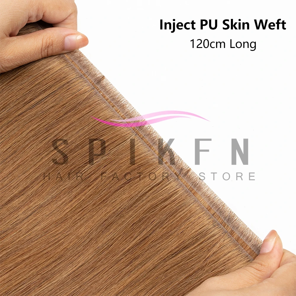 SPIKFN Long Tape Weft Human Hair Extensions Invisible Inject PU Skin Flat Weft Hair Bundles 80-100g Sewing In Micro Links Hair