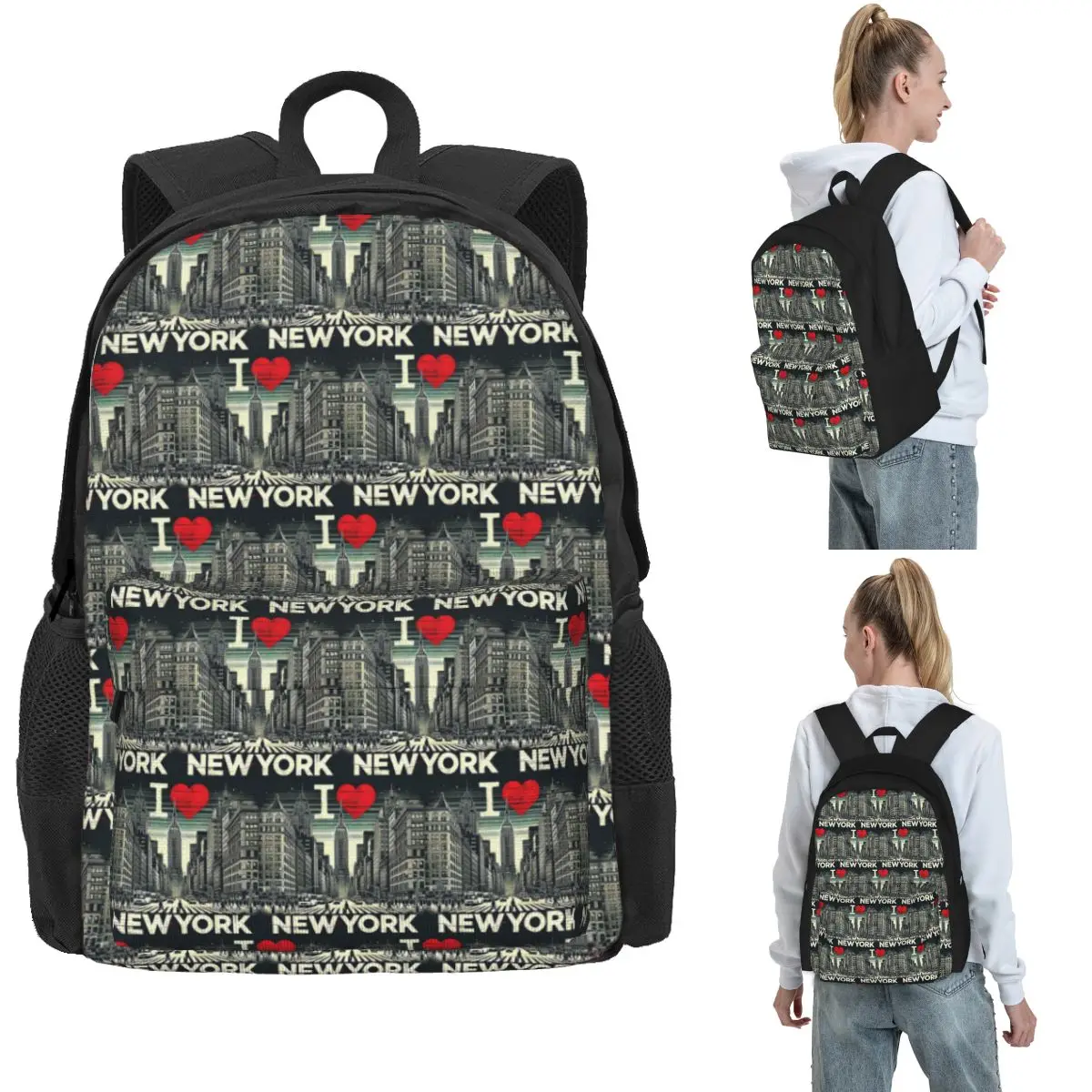 

I Love New York Backpack Hot Sale Daypack Large Capacity Boys Girls BookBag School Bag Shoulder Bags for Men Women
